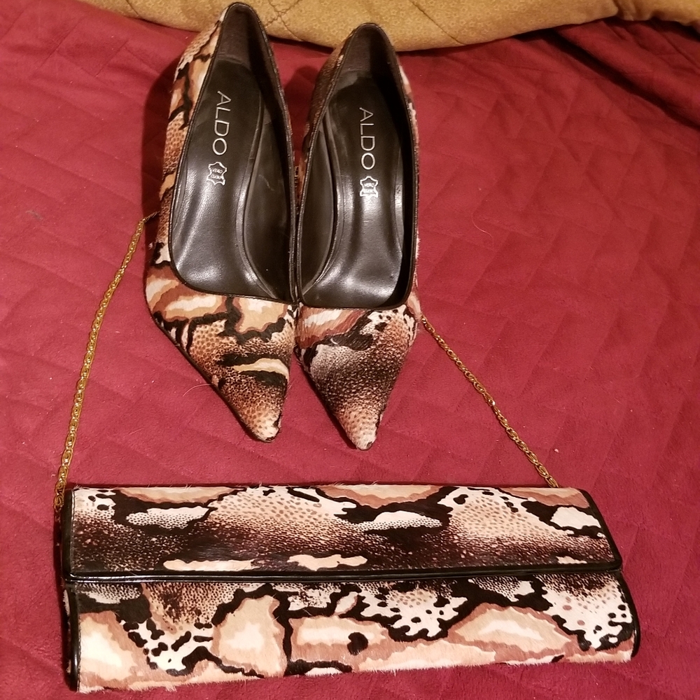 Aldo Size 8 New Heels with Matching Clutch
